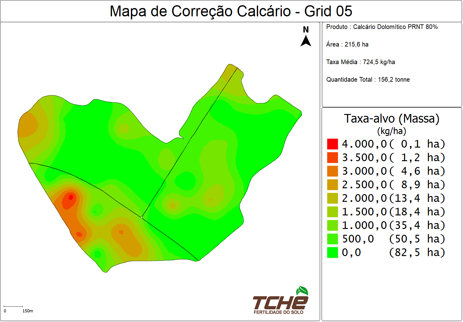 Mapa de correção de calcário — Grid 5, com legenda original.