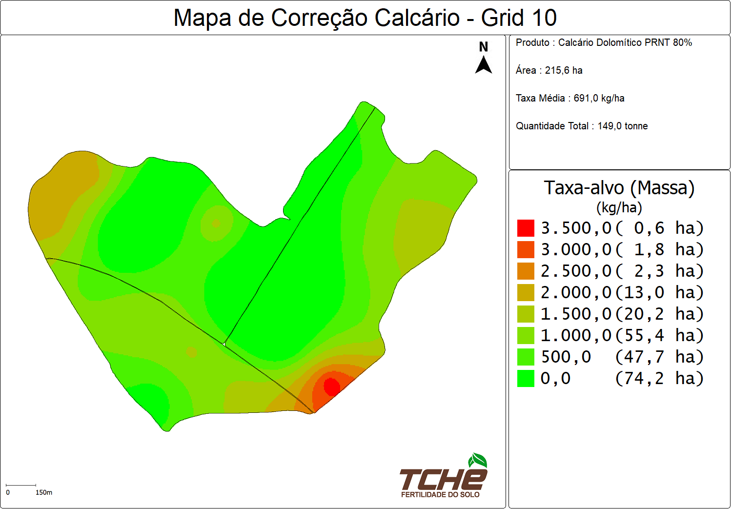 Mapa de correção de calcário — Grid 10, com legenda original.